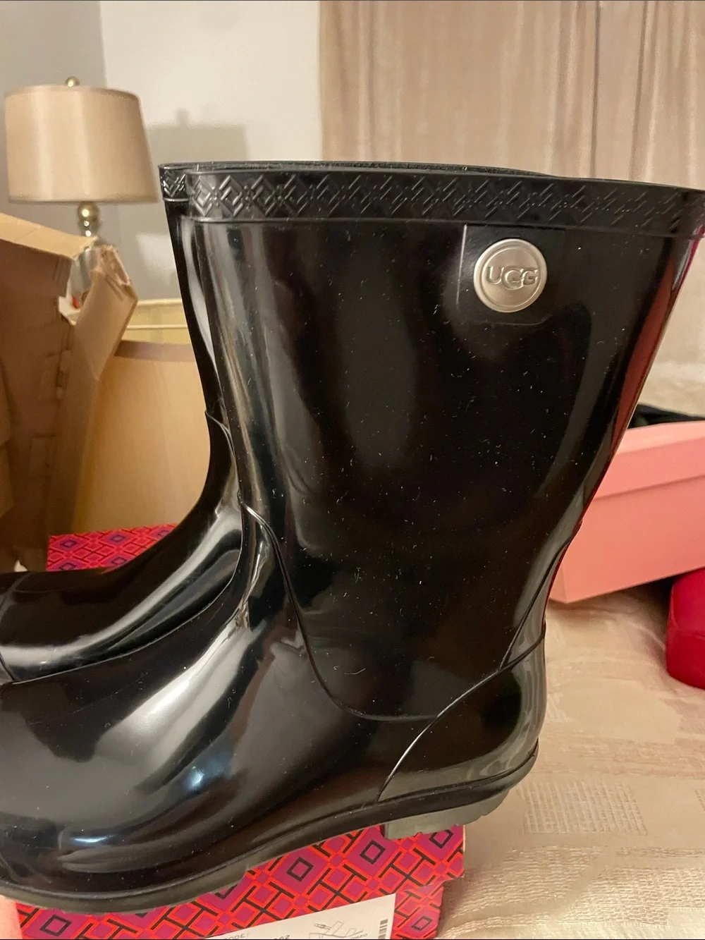 UGG Black Gloss Rain Short Boots